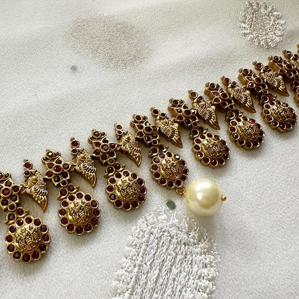 Bridal Antique Curved paisley pearl drop hip chain