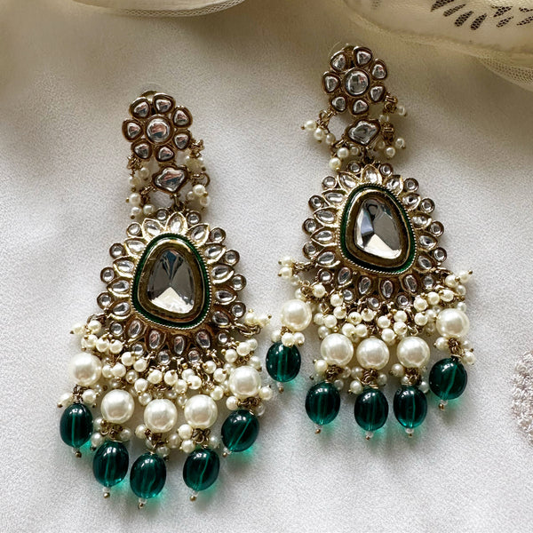 Polki 1D Floral long earrings