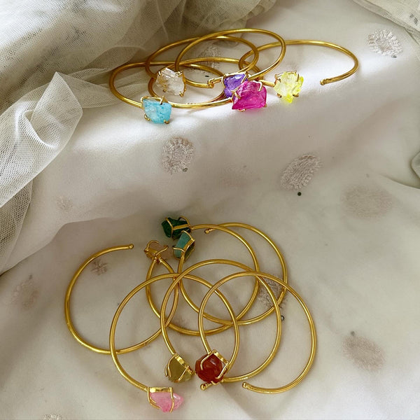 Crown Raw Stone Open bracelet - Adorna