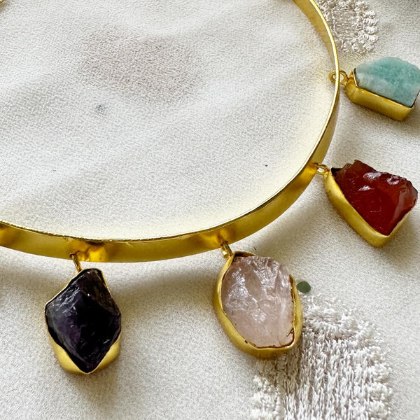 Raw stone gold necklace