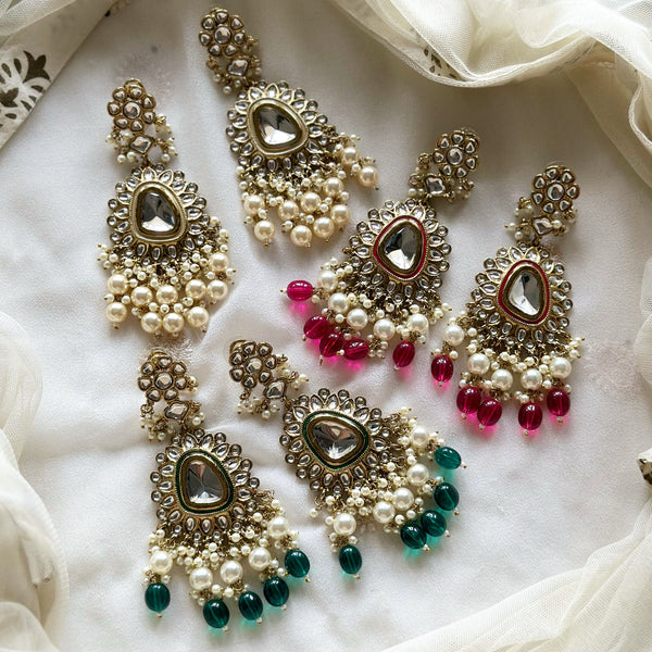 Polki 1D Floral long earrings