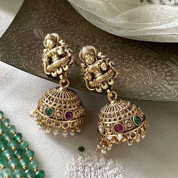 Bridal Lakshmi Pearl & agate layered unique long set