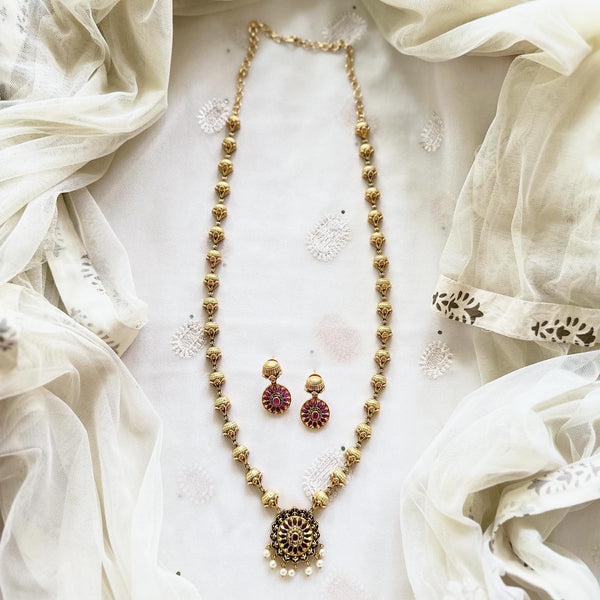 Chakra flower-mottu beaded long mala set
