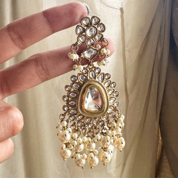 Polki 1D Floral long earrings