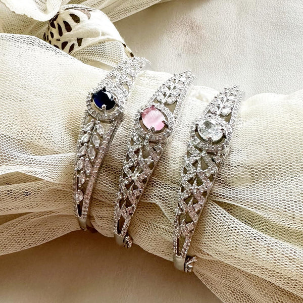Silver CZ Oval bands bracelet