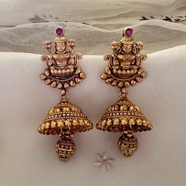 Matte Lakshmi dots drop jumkhas