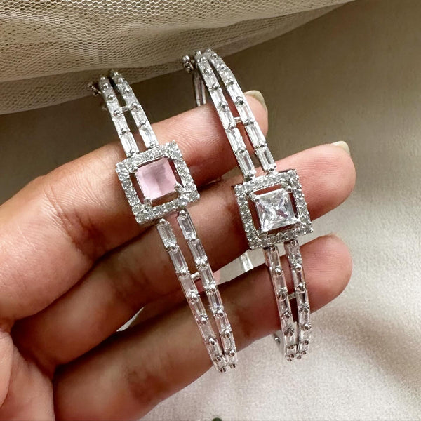 Silver CZ square thins bracelet