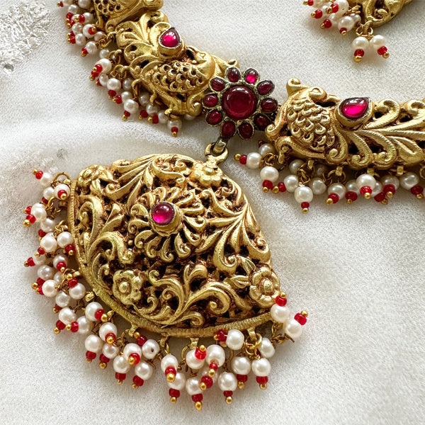 Kundan Jadau Peacock feathers short set - Adorna