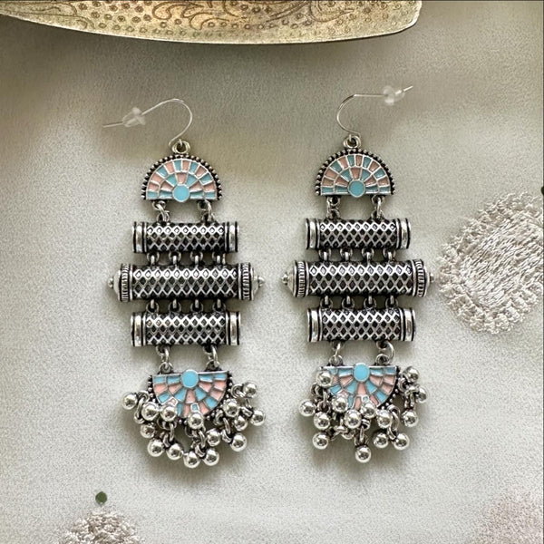 Roman hook long earrings - Silver