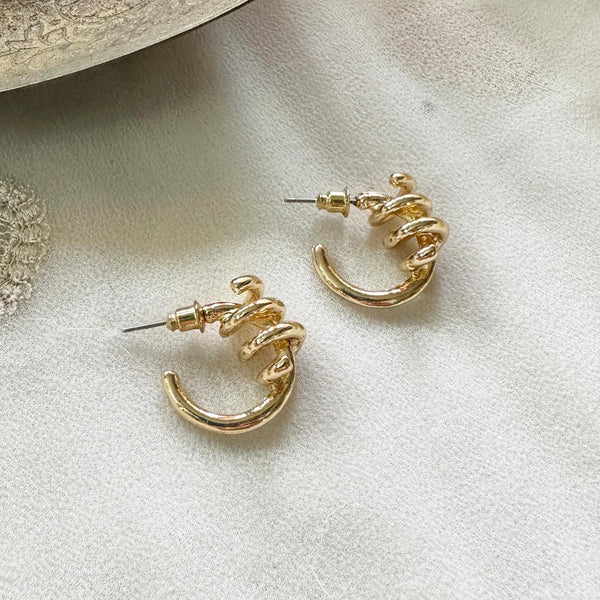 Chic gold Swirl hoop-style stud earrings