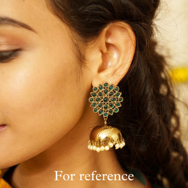 Floral Mehendhi stud Jumkhas - Pastel Punch