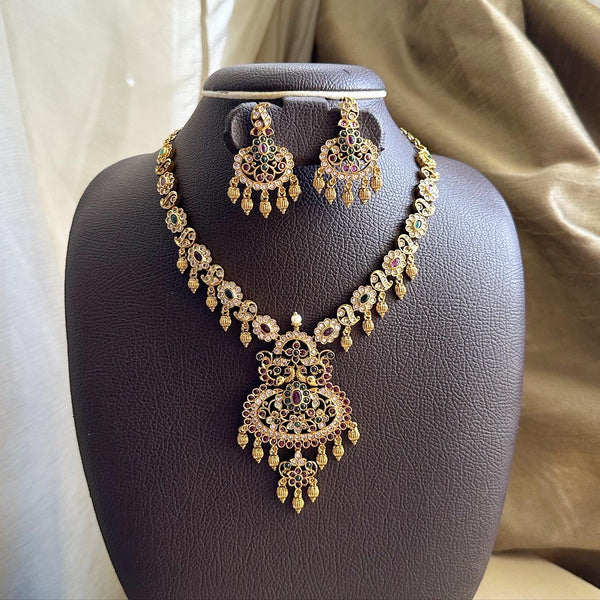 Antique CZ kemp gold drops short set - Adorna