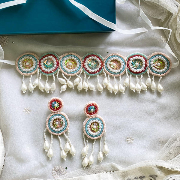 Fabric circles Choker set - Adorna