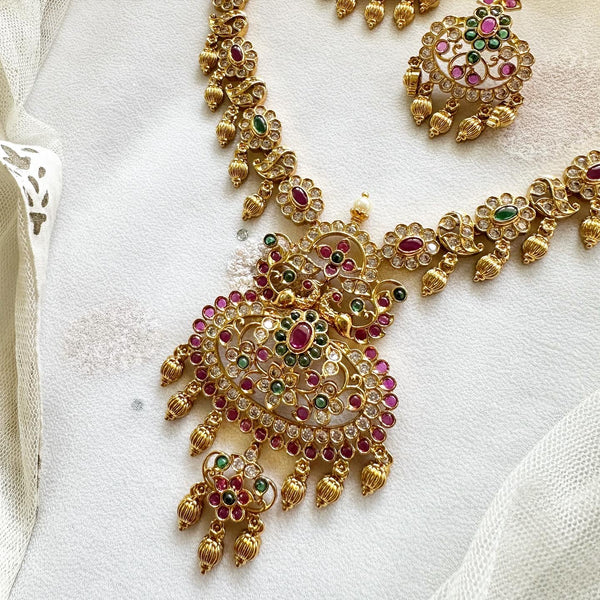 Antique CZ kemp gold drops short set - Adorna