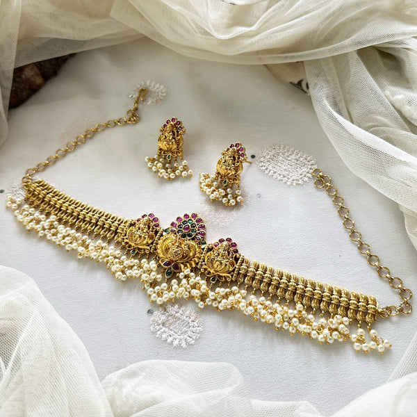 Antique 3D peacock Crown choker set