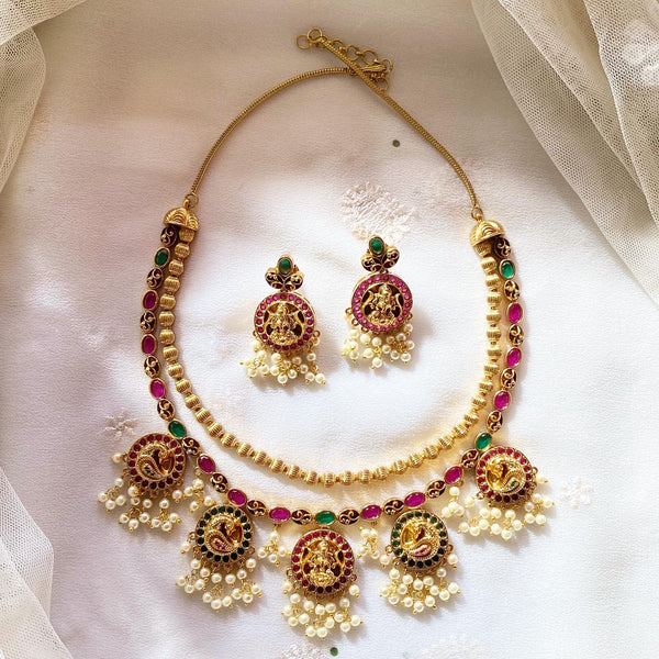 Antique matte kemp layer Lakshmi Peacock Chakra short set - Adorna