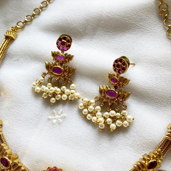 Lotus pendant mesh short set - Full Ruby - Adorna