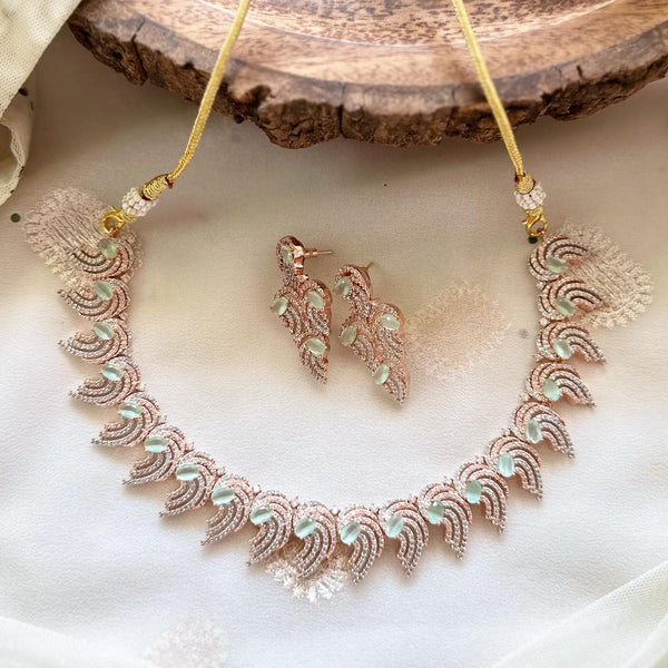 Rose gold CZ Swirl short set - Pastel Green - Adorna