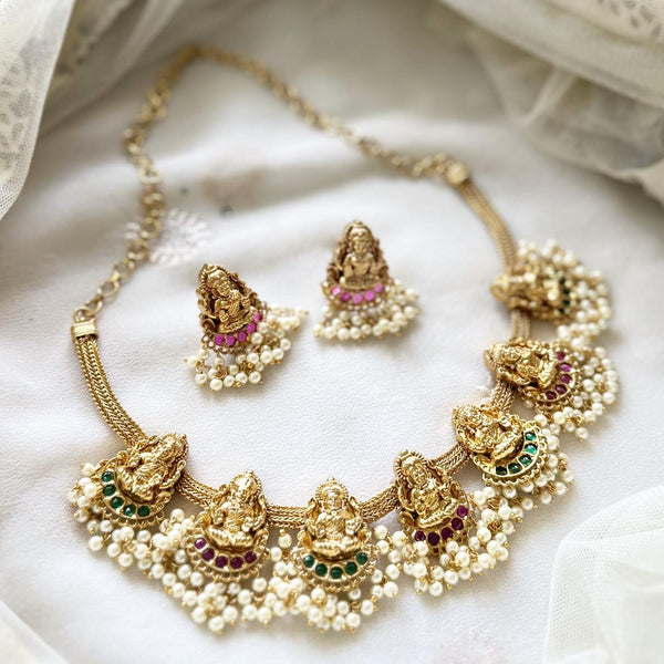 Lakshmi Glory Pendants gutta mesh short set - Adorna