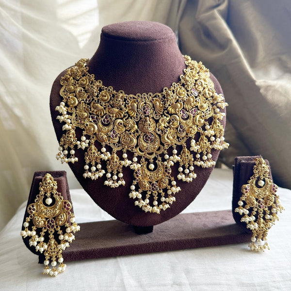 Bridal full neck Lakshmi Peacock short set - Adorna