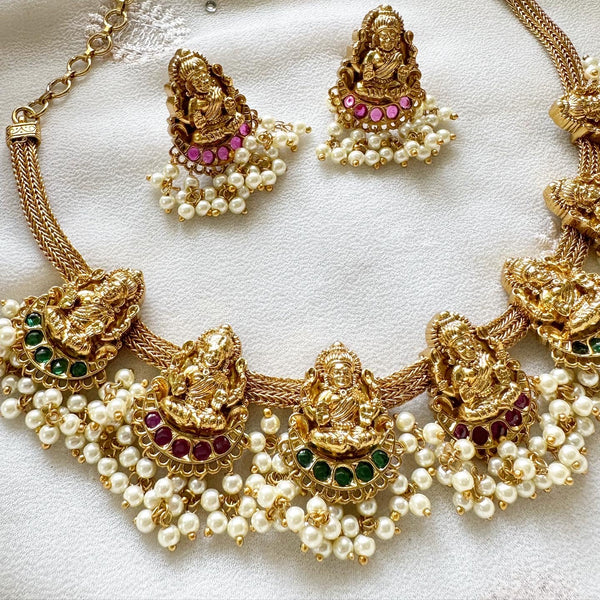 Lakshmi Glory Pendants gutta mesh short set - Adorna