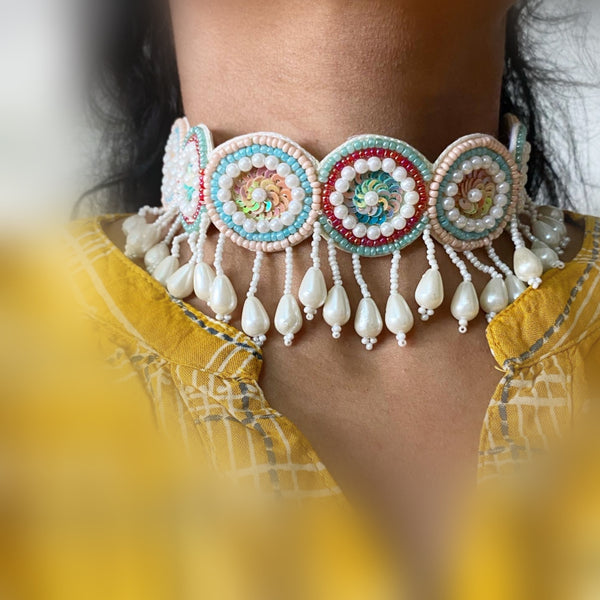 Fabric circles Choker set - Adorna