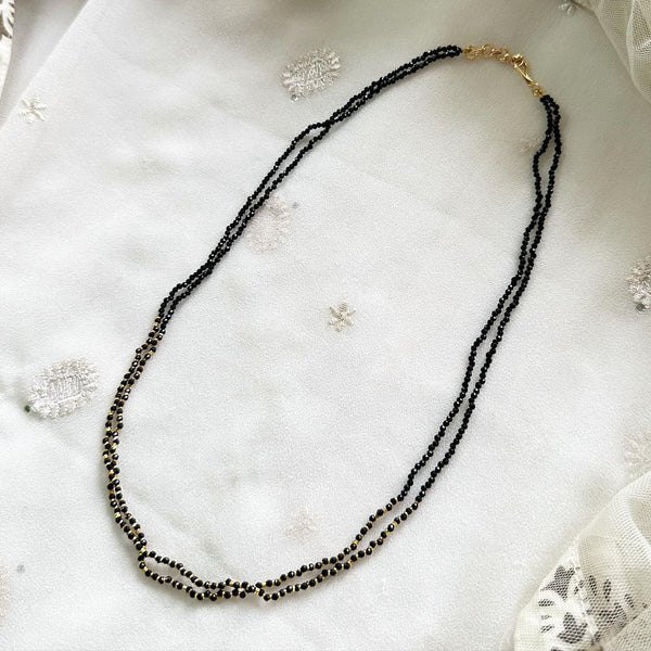 2-line Black crystal mala - 20inch