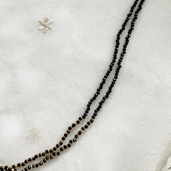 2-line Black crystal mala - 20inch