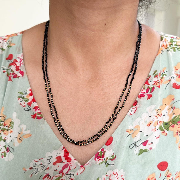 2-line Black crystal mala - 20inch