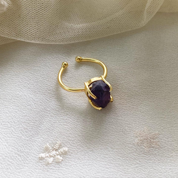 Raw stone finger ring - Size adjustable - Adorna