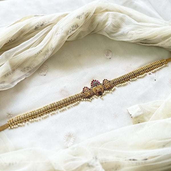 Bridal Antique 3D Peacock Crown hipchain