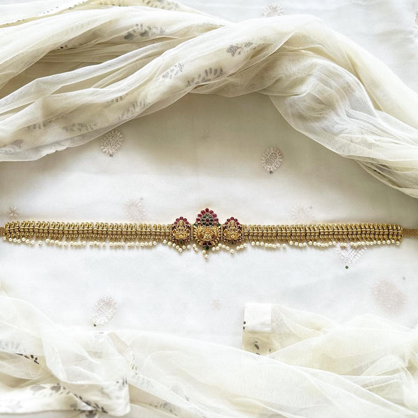 Bridal Antique 3D Peacock Crown hipchain