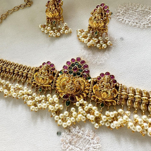 Antique 3D peacock Crown choker set