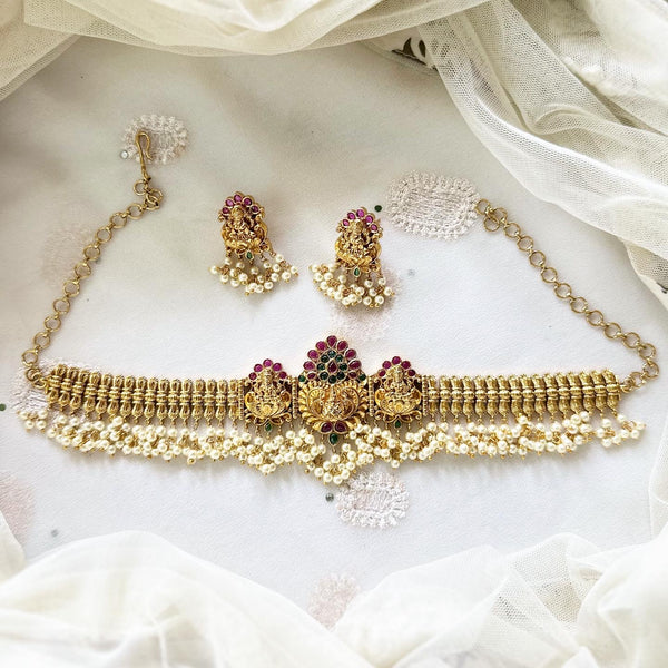 Antique 3D peacock Crown choker set