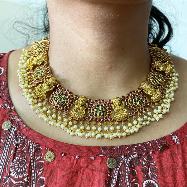 Antique matte kemp kemp gutta Lakshmi blocks short set - Adorna