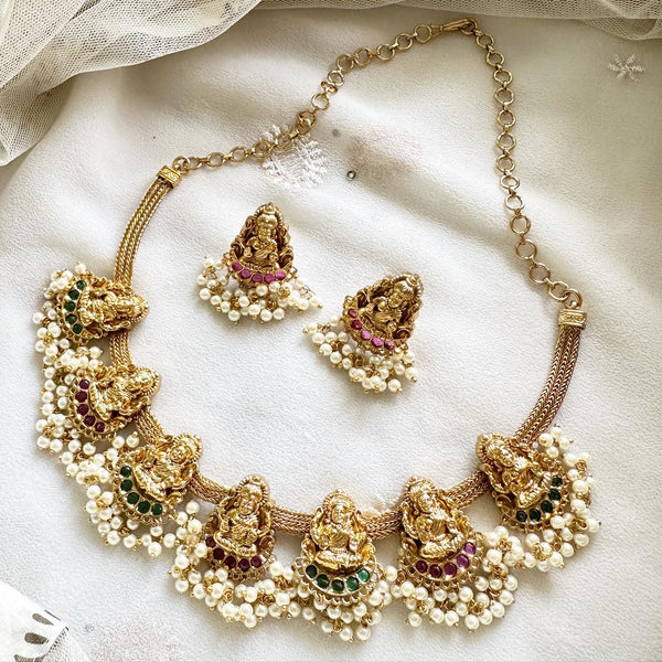 Lakshmi Glory Pendants gutta mesh short set - Adorna