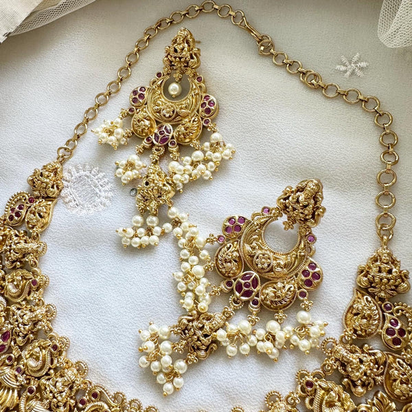 Bridal full neck Lakshmi Peacock short set - Adorna