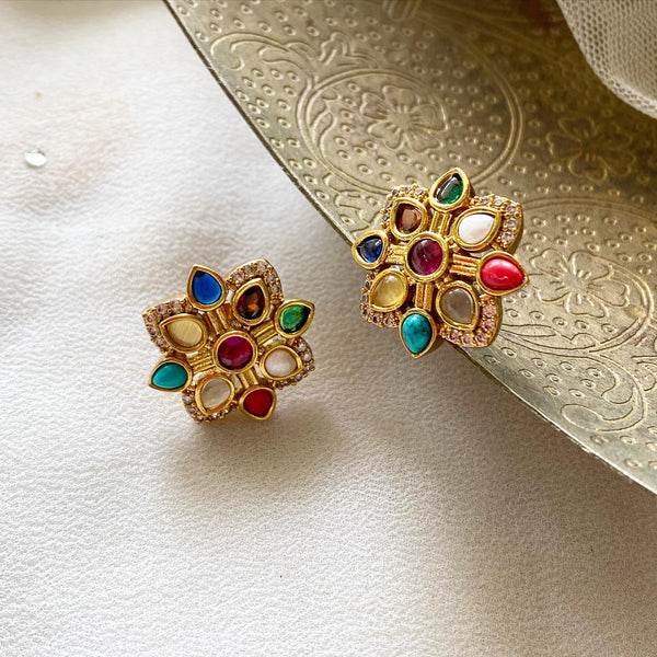 Spike Diamond Navratna studs - Adorna