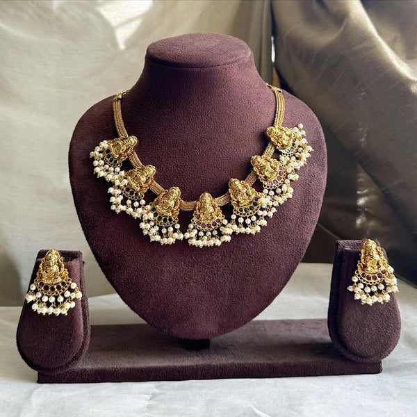 Lakshmi Glory Pendants gutta mesh short set - Adorna