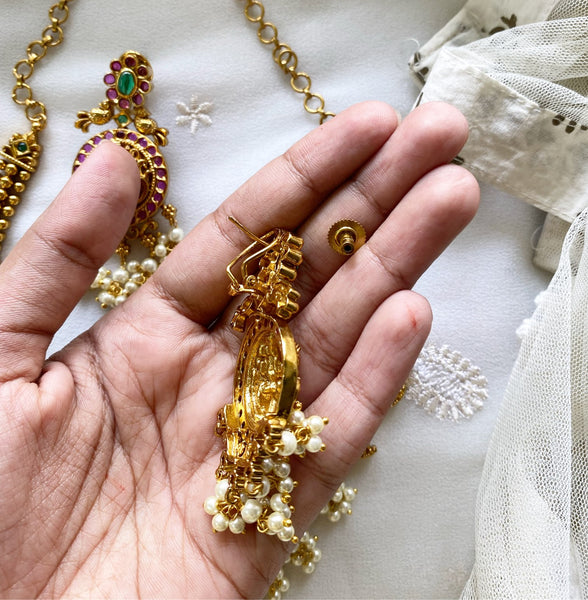 Antique matte Lakshmi Gajendra kemp short set - Adorna