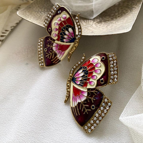 Maroon Butterfly studs