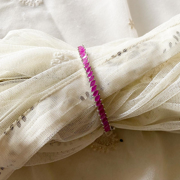 Silver CZ slant row bracelet - Adorna