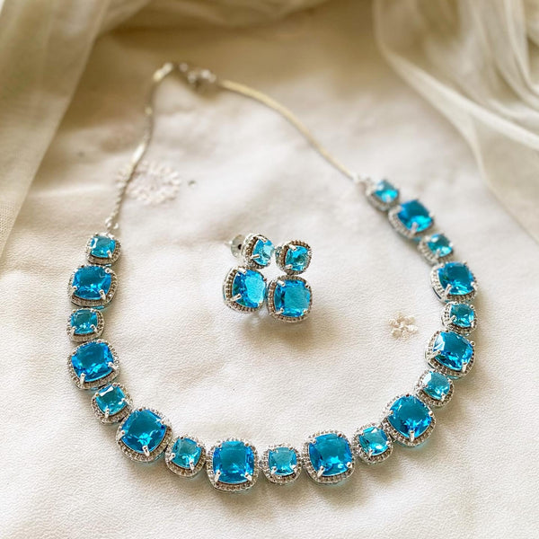 Faux Diamond Doublet neckset - Such a Blue! - Adorna