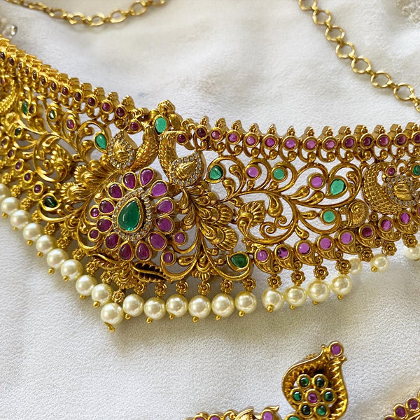Antique matte bridal floral choker - Adorna
