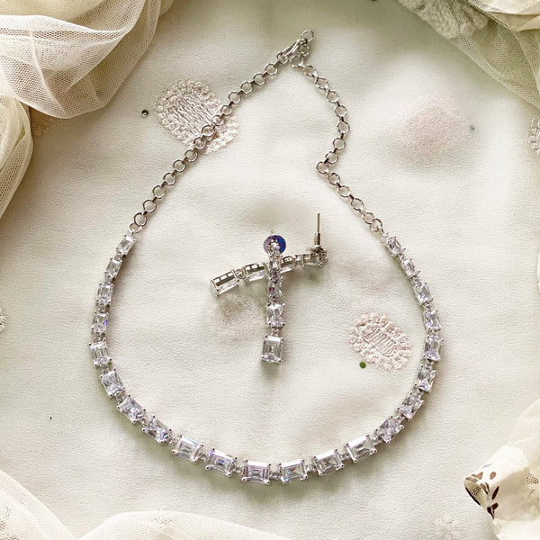 Silver rectangle glitter short set - Clearance - Adorna