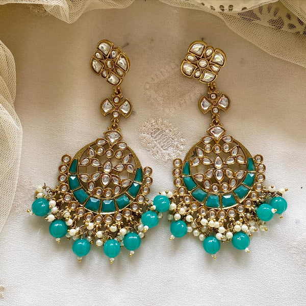 Polki Chatvaari long earrings - Adorna