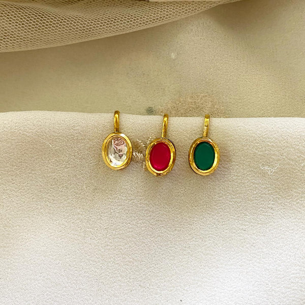 Kundan Oval nath/nose clip on - Adorna