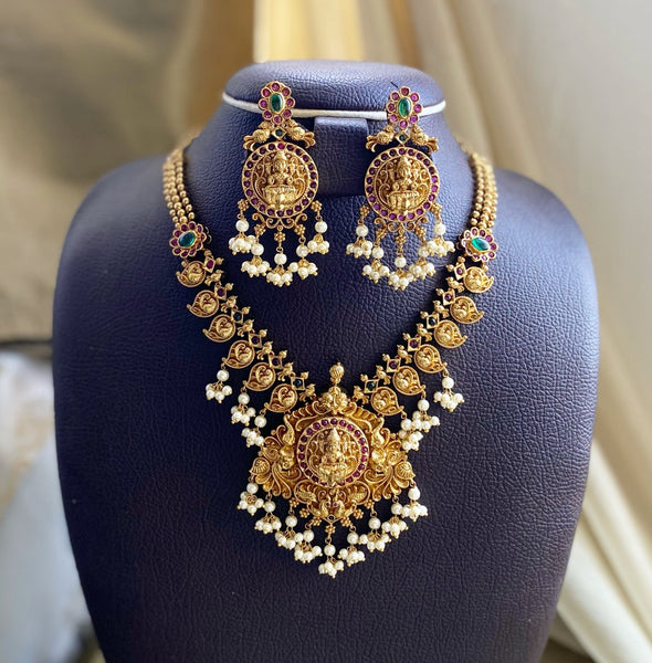 Antique matte Lakshmi Gajendra kemp short set - Adorna
