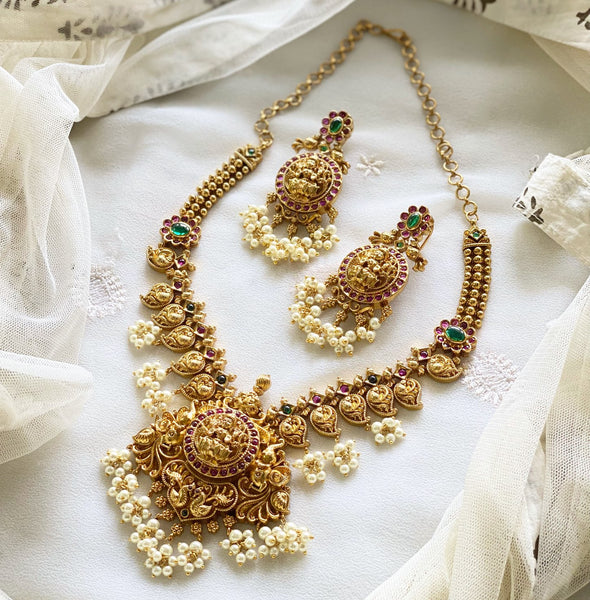 Antique matte Lakshmi Gajendra kemp short set - Adorna