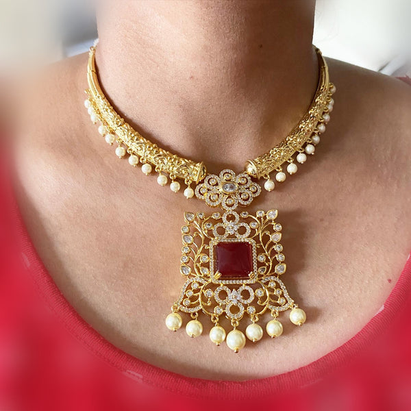 Gold finish AD designer pipe short set - Ruby - Adorna